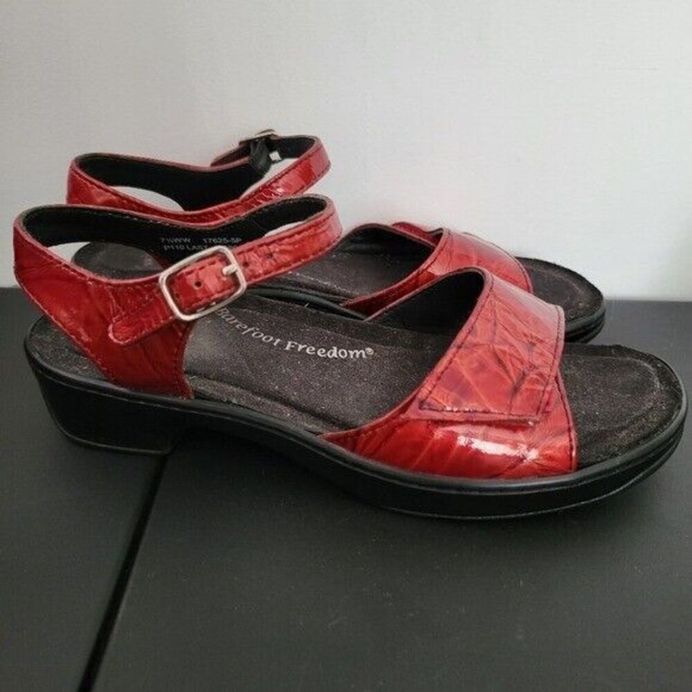 Barefoot Freedom Red Marble Patent Sandals 7.5